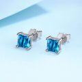 wholesale 925 Sterling Silver Cubic Zirconia 7mm Princess Cut Birthstone Earrings for Women-0-4