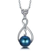 wholesale Black Pearl Infinity Necklace Sterling Silver Black Freshwater Peartl A-z Initial Pendant Necklace Infinity Letter Jewelry Christmas Birthday Gifts For Women Her Mom -style_name:Letter J