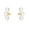 wholesale 14K Gold Pearl Triple Ball Stud Earrings for Women Elegant  3Pcs Set-0-0