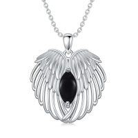 wholesale Birthstone Necklace Angel Wings Necklace For Women 925 Sterling Silver Guardian Angel Wings Pendant Jewelry Anniversary Birthday Christmas Gifts -color_name:Black Onyx