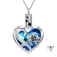 TOUPOP Sterling Silver Tree Of Life Heart Urn Necklace For Ashes Memorial Jewelry-style_name:Turtle Urn