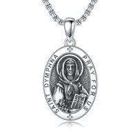 wholesale TOUPOP Christmas Gifts For Men 925 Sterling Silver Saint Amulet Necklace For Men Women Protection Medal Pendant Religious Necklace Catholic Jewelry Birthday Gifts For Father Son Husband Grandfather Police -style_name:N01-St Dymphna