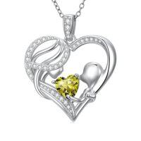 wholesale TOUPOP Christmas Gifts For Mom Birthstone Necklace Mother And Daughter/son Love Heart Necklace I Love You Mom Gifts Jewelry Birthday Gift For Women Grandmother Wife -color_name:08-August-Peridot