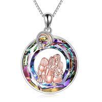 wholesale TOUPOP Sister Christmas Gifts From Sister/brother Two Three Four Five Sisters Necklace Sterling Silver Crystal Fashion Jewelry Gift For Women Friend Female Friendship Lasts Forever -style_name:Style 3-Three Sisters-Purple Circle Crystal
