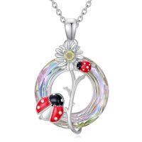 wholesale TOUPOP S925 Sterling Silver Animal Necklace Meaningful Gifts Crystal Jewelry For Women Mom Wife Her Girlfriend Daughter -style_name:Ladybug