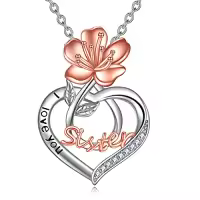 TOUPOP Sterling Silver Birth Flower Sister Necklace-color_name:03-March-Sakura