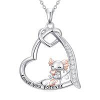 wholesale Animal Necklace For Women 925 Sterling Silver Heart Axolotl/owl/sloth/penguin/panda Necklace Pendant Animal Jewelry Christmas Gifts For Women -style_name:2-Axolotl