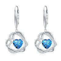 wholesale TOUPOP Heart Birthstone Earrings 925 Sterling Silver Double Heart Leverback Earrings Love You For Always And Forever Jewelry Anniversary Birthday Christmas Gifts For Women Wife Her -color_name:12-December-Topaz