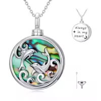 TOUPOP Sterling Silver Abalone Shell Urn Necklace For Ashes Memorial Jewelry-style_name:31-Dolphin