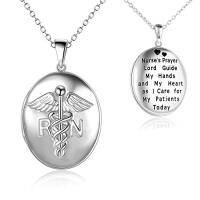 wholesale TOUPOP Christmas Gifts For Nurse Doctor Caduceus Stethoscope Locket Necklace That Holds Pictures Photo Doctor Nursing Medicine Themed Sterling Silver Nurse Jewelry -style_name:Caduceus Locket Necklace