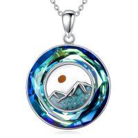 wholesale TOUPOP Mustard Seed Faith Necklace For Women 925 Sterling Silver Mountain Pendant With Abalone Shell Or Turquoise Christian Jewelry With Bible Verse Gift For Her Wife -style_name:Blue Crystal