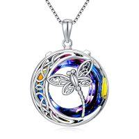 wholesale TOUPOP Dragonfly Gifts For Women S925 Sterling Silver Brighton Dragonfly Necklace With Crystal Birthday Mothers Day Jewlery Gifts For Dragonfly Lovers Women Mom -color_name:A-Dragonfly necklace-Volcano Circle Crystal