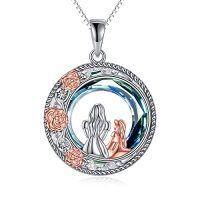 wholesale TOUPOP Birthday Gifts For Mom 925 Sterling Silver Rose Flower Necklace Mother And Daughters Sons Jewelry Mothers Day Christmas Gifts For Women -style_name:C-Mother Daughter C