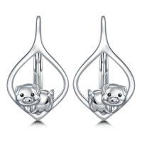 wholesale TOUPOP 925 Sterling Silver Animal Earrings For Women | Hypoallergenic Leverback Hoop Earrings | Christmas Anniversary Birthday Jewelry Gifts For Mom Wife Girlfriend Sister Friend -style_name:Pig