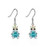 TOUPOP Sterling Silver & July Birthstone Frog Earrings-color_name:12-December - Light blue