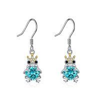 wholesale TOUPOP Frogs Gifts Frog Earring S925 Sterling Silver Frog Earrings Frog Jewelry Birthday Gifts For Daughter Granddaughter, July Birthstone Earrings -color_name:12-December - Light blue