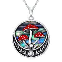 wholesale TOUPOP Mushroom Necklace For Women 925 Sterling Silver Abalone Moon Phase Necklace Mushroom Pendant Jewelry Christmas Gifts For Women -style_name:Mushroom-B