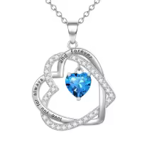 TOUPOP Sterling Silver Heart Birthstone Pendant Necklace Gift for Women-color_name:12-December-Topaz
