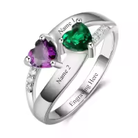 TOUPOP Sterling Silver Simulated Birthstones Personalized Mother Rings-color_name:A-Mothers Day Ring