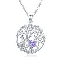 wholesale TOUPOP Tree Of Life Necklace 925 Sterling Silver Birthstone Pendant Jewelry Gifts For Women Her Wife Birthday -style_name:06-Jun-Alexandrite