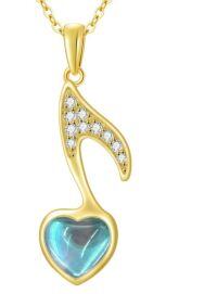 TOUPOP 14K Gold Moonstone Moss Agate Opal Teardrop Music Note Y Necklace-style_name:Music Note Necklace