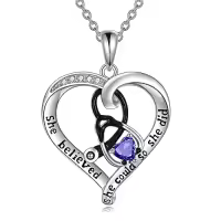 TOUPOP Sterling Silver Birthstone Stethoscope Necklace Gift For Nurse-style_name:06 June-Alexandrite