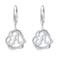 wholesale TOUPOP Gifts For Women Heart Initial Earrings 925 Sterling Silver Double Heart Dangle Earrings Birthday Jewelry Birthday Christmas Gifts For Her Wife Girlfriend -style_name:Initial A