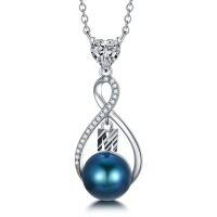 wholesale Black Pearl Infinity Necklace Sterling Silver Black Freshwater Peartl A-z Initial Pendant Necklace Infinity Letter Jewelry Christmas Birthday Gifts For Women Her Mom -style_name:Letter M