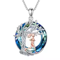 TOUPOP Sterling Silver Crystal Tree Of Life Pendant Sport Music Jewelry Gifts-style_name:Runner