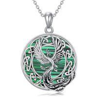 wholesale Phoenix Necklace Phoenix Jewelry For Women S925 Sterling Silver Celtic Phoenix Rising Phoenix Necklace For Women -style_name:Malachite Phoenix Necklace