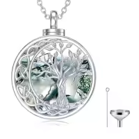 TOUPOP Sterling Silver Abalone Shell Urn Necklace For Ashes Memorial Jewelry-style_name:18-Tree of Life