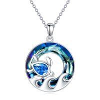 wholesale TOUPOP Sea Turtle/mermaid/dolphin/shell/starfish/conch/seahorse Necklace For Women Sterling Silver Ocean Pendant Necklace With Crystal Ocean Beach Charm Jewelry Birthday Christmas Gifts -style_name:Style 1-Sea Turtle