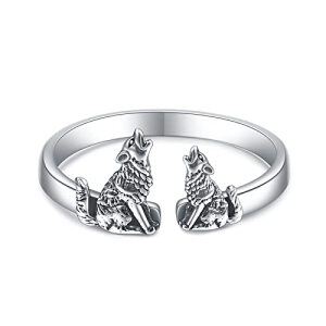 Wolf Mother and Child (Adjustable Open Ring)
