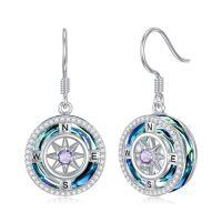 wholesale TOUPOP Birthstone Earrings For Women Sterling Silver Compass Dangle Earrings With Crystal Anniversary Birthday Jewelry Gifts For Her Wife Girlfriend -color_name:A-06-June-Alexandrite
