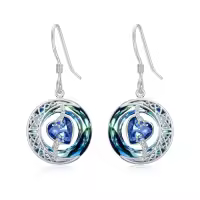TOUPOP Sterling Silver Blue Crystal Moon Star Dangle Earrings-color_name:09-September-Sapphire