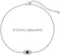 wholesale 925 Sterling Silver Evil Eye Ankle Anklet w/ Blue Stone & CZs - Bohemian Beach Foot Jewelry-0-5