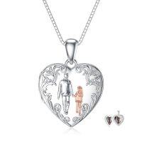 wholesale Heart Locket Necklace 925 Sterling Silver That Holds Pictures Photo Locket Jewelry Christmas Gifts For Women -style_name:Father and Daughter