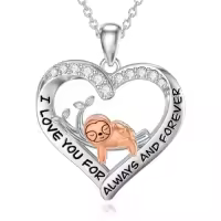 TOUPOP Sterling Silver Stone Animal Pendant Necklace for Women-style_name:Sloth