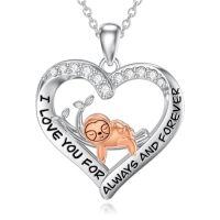 wholesale S925 Sterling Silver Animal Necklace Pendant Jewelry Gifts For Women Her，18+2 Inches -style_name:Sloth