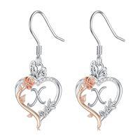 wholesale TOUPOP Rose Heart Initial Earrings 925 Sterling Silver Heart Butterfly Earrings Jewelry Anniversary Birthday Christmas Gifts For Women Her Girlfriend Wife -style_name:Initial X