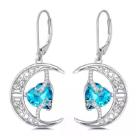 TOUPOP Sterling Silver Moonstone Celtic Moon And Star Earrings-color_name:12-December-Topaz