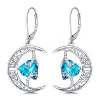 wholesale TOUPOP Moon Birthstone Earrings 925 Sterling Silver Celtic Moon And Star Earrings Jewelry Birthday Christmas Gifts For Women Her -color_name:12-December-Topaz