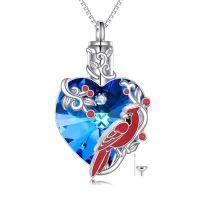 wholesale TOUPOP Sterling Silver Urn Necklace For Ashes With Crystal Memorial Keepsake Hummingbird/dragonfly/butterfly/cardinal Cremeation Jewelry Birthday Christmas Gifts For Her Women -style_name:Cardinal