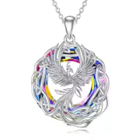 TOUPOP Sterling Silver Crystal Phoenix Pendant Necklace for Women-color_name:Colorful-b