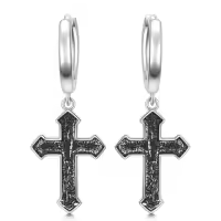 TOUPOP Sterling Silver Stone Dangle Earrings For Men Women-style_name:Black Earrings