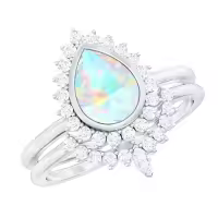 TOUPOP Sterling Silver Moissanite Opal Wedding Ring Set For Women-style_name:F Opal Moissanite Ring