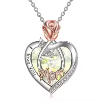 TOUPOP Sterling Silver Crystal I Love You Rose Flower Heart Necklace-color_name:04 Apr-Mom Necklace with Heart Crystal