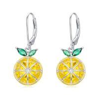 wholesale 925 Sterling Silver Cherry/strawberry/lemon/pineapple/banana Earrings Fruit Earrings Fruit Jewelry Christmas Gifts For Women -style_name:Orange