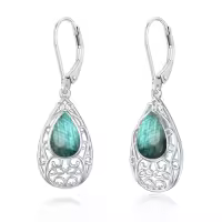 TOUPOP Sterling Silver Gemstone Teardrop Dangle Earrings-style_name:Labradorite