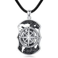 wholesale Compass Necklace S925 Sterling Silver Compass Evil Eye/yin And Yangon Dog Tag Pendant Necklace With 22"+2" Chain Graduation Gifts Christmas Gifts Birthday Gifts For Him/her -style_name:E World Compass
